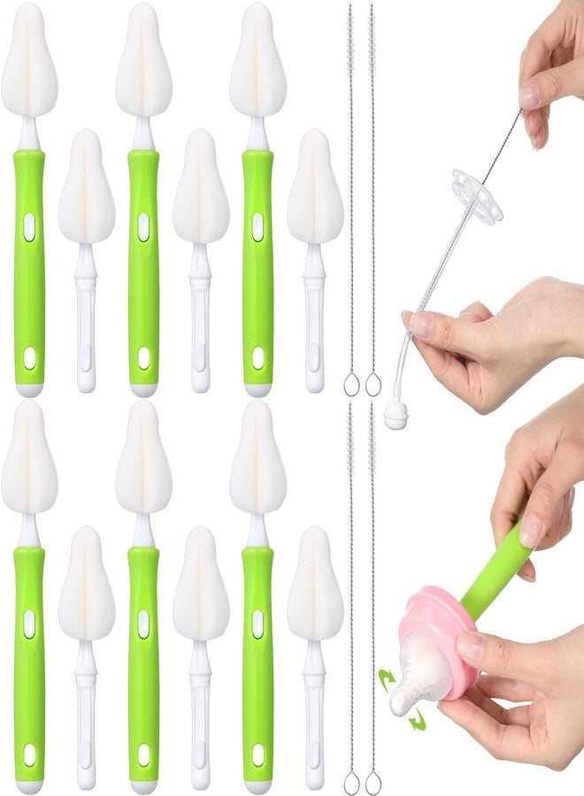Willinglong 22 Pcs Sponge Bottle Nipple Brushes Set Including 12 Pcs Bottle Sponge Brush Heads 6 Interchangeable Nipple Brush Handles and 4 Long Straw Brushes for Baby Bottles - Image 1